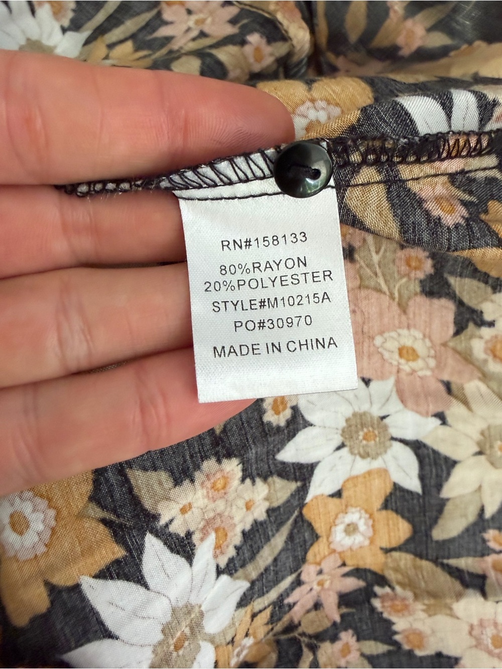 Moodie Smocked High-Neck Blouse in Floral Black Pattern, SZ L NWOT - Picture 10 of 11